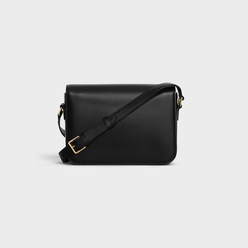 Triomphe Celine Classique Bag In Shiny Calfskin Noir | CL-593183