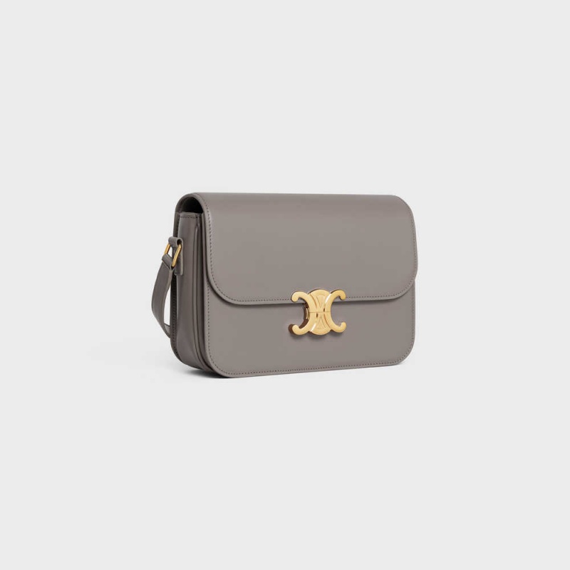 Triomphe Celine Classique Bag In Shiny Calfskin Grise | CL-593186