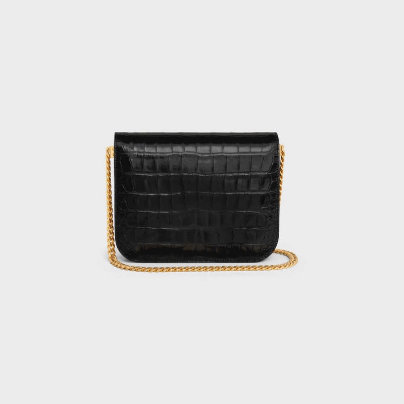 Triomphe Celine College Bag In Niloticus Crocodile Noir | CL-593170