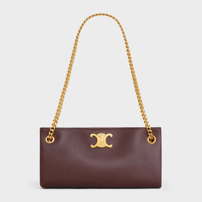 Triomphe Celine Newspaper Chain Bag Soft In Supple Calfskin Marron | CL-593167