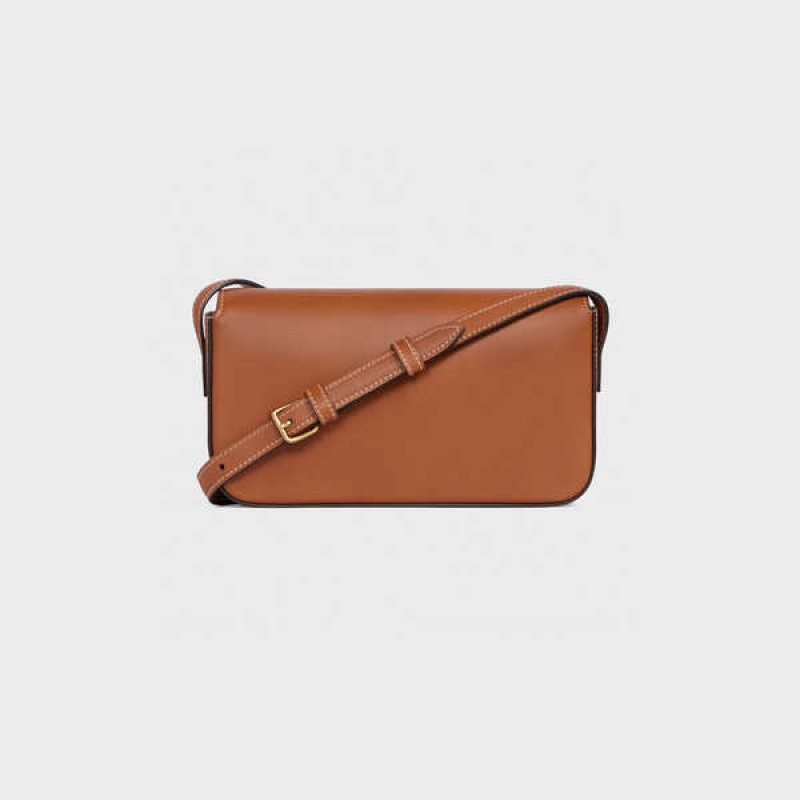 Triomphe Celine Shoulder Bag In Natural Calfskin Marron | CL-593241