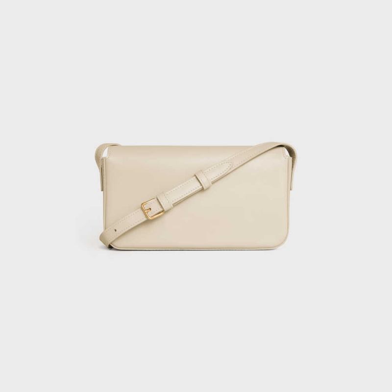 Triomphe Celine Shoulder Bag In Shiny Calfskin Beige | CL-593243