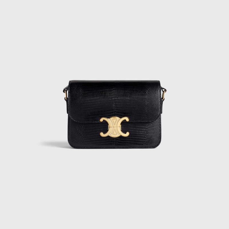 Triomphe Celine Teen Bag In Lizard Noir | CL-593213