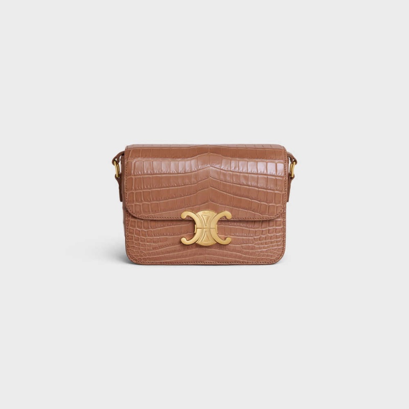 Triomphe Celine Teen Bag In Niloticus Crocodile Marron | CL-593211