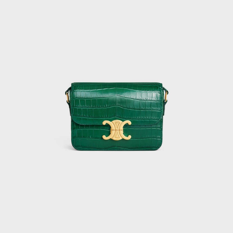 Triomphe Celine Teen Bag In Niloticus Crocodile Vert | CL-593210