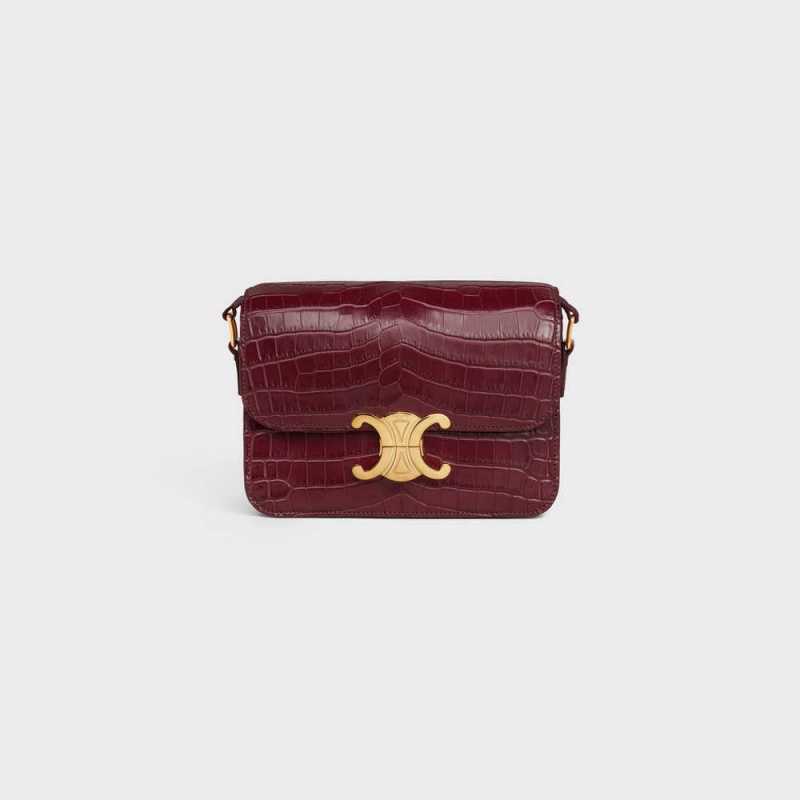 Triomphe Celine Teen Bag In Niloticus Crocodile Bordeaux | CL-593209