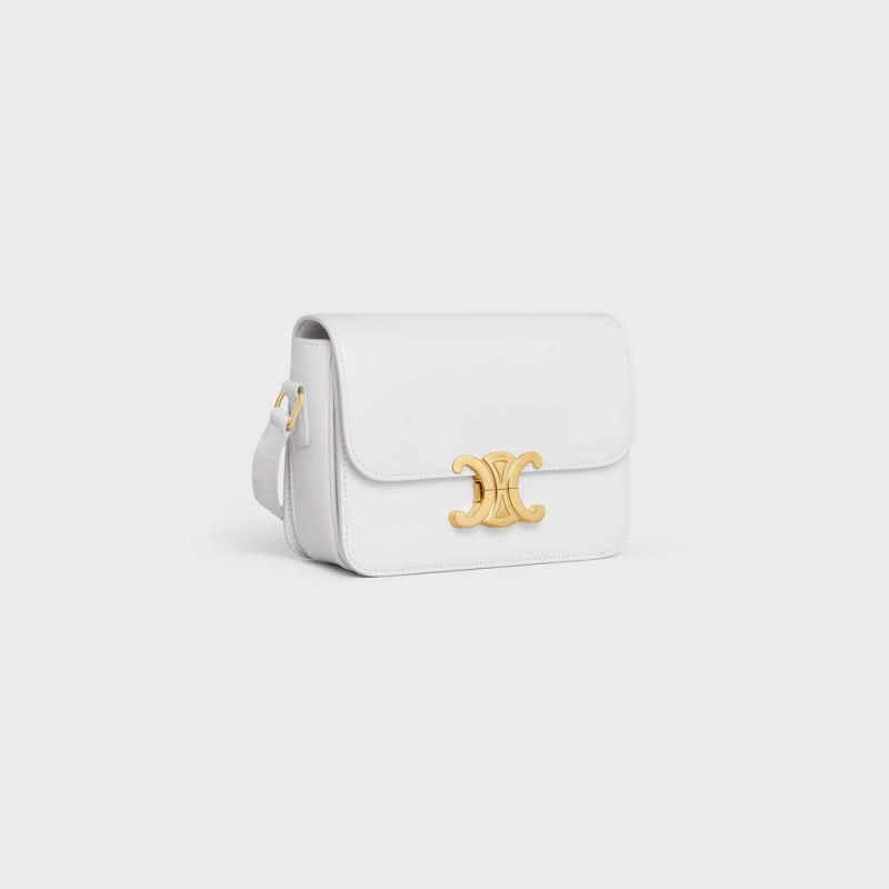 Triomphe Celine Teen Bag In Shiny Calfskin Blanche | CL-593206