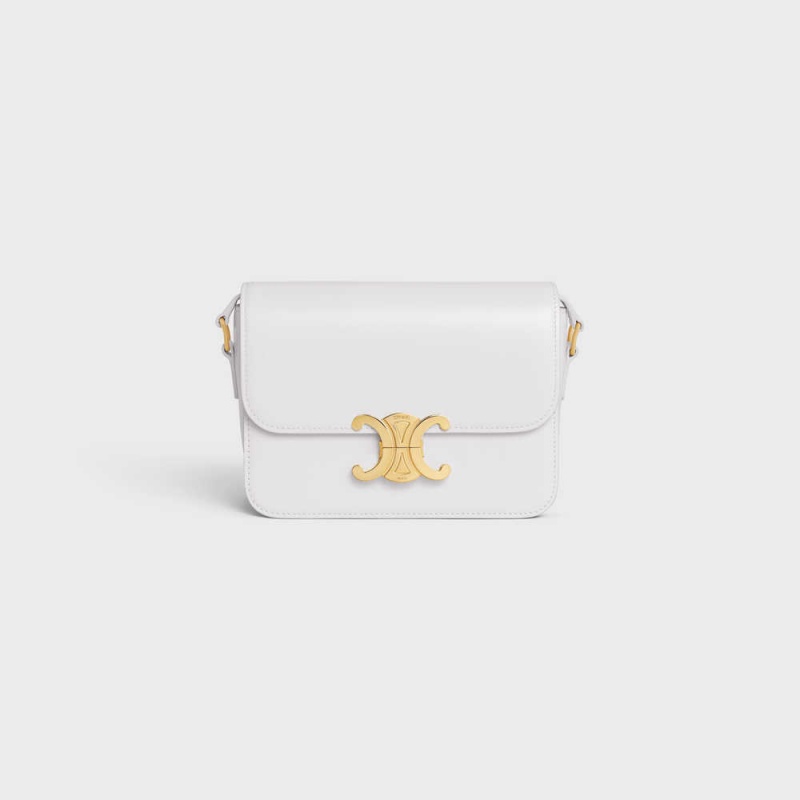 Triomphe Celine Teen Bag In Shiny Calfskin Blanche | CL-593206