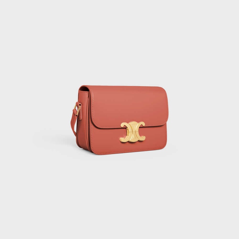 Triomphe Celine Teen Bag In Shiny Calfskin Bordeaux | CL-593203