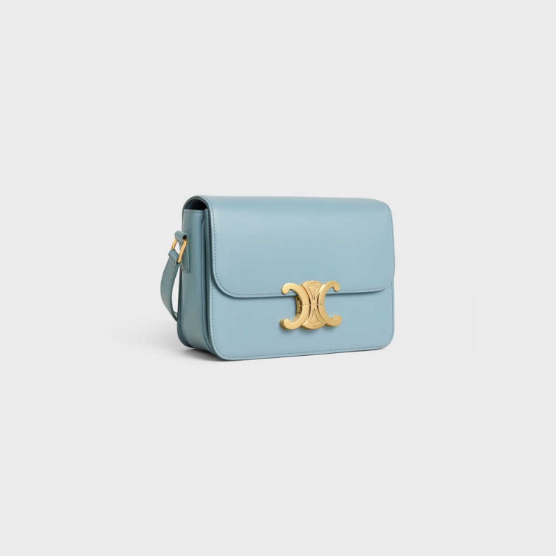 Triomphe Celine Teen Bag In Shiny Calfskin Bleu | CL-593201