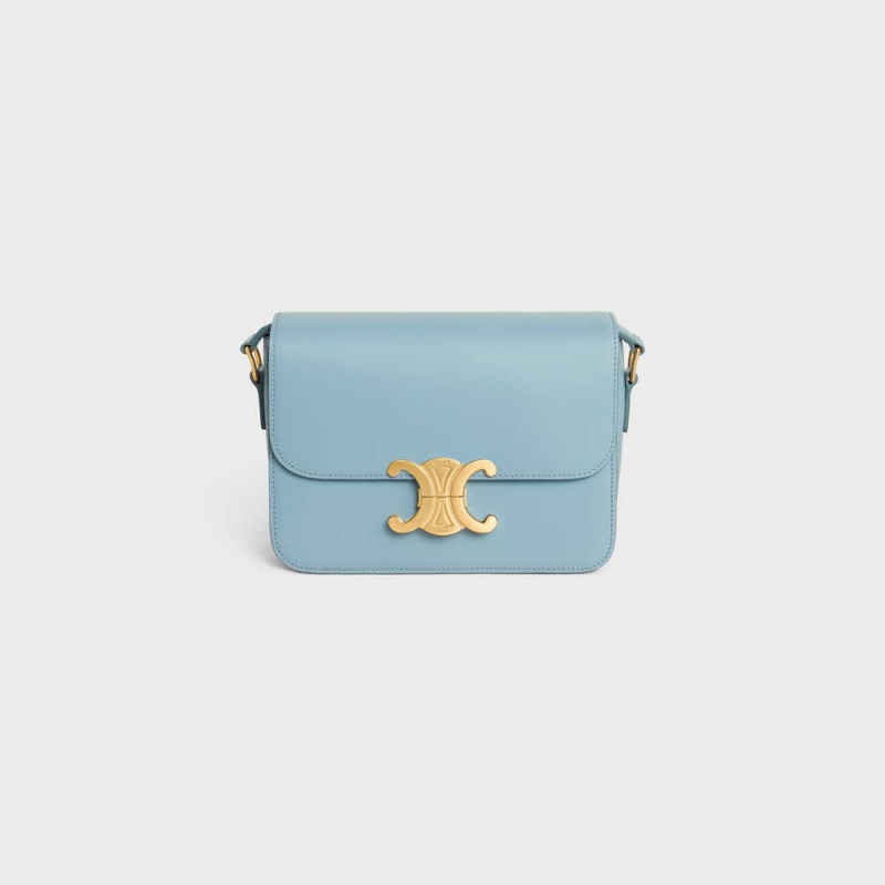 Triomphe Celine Teen Bag In Shiny Calfskin Bleu | CL-593201