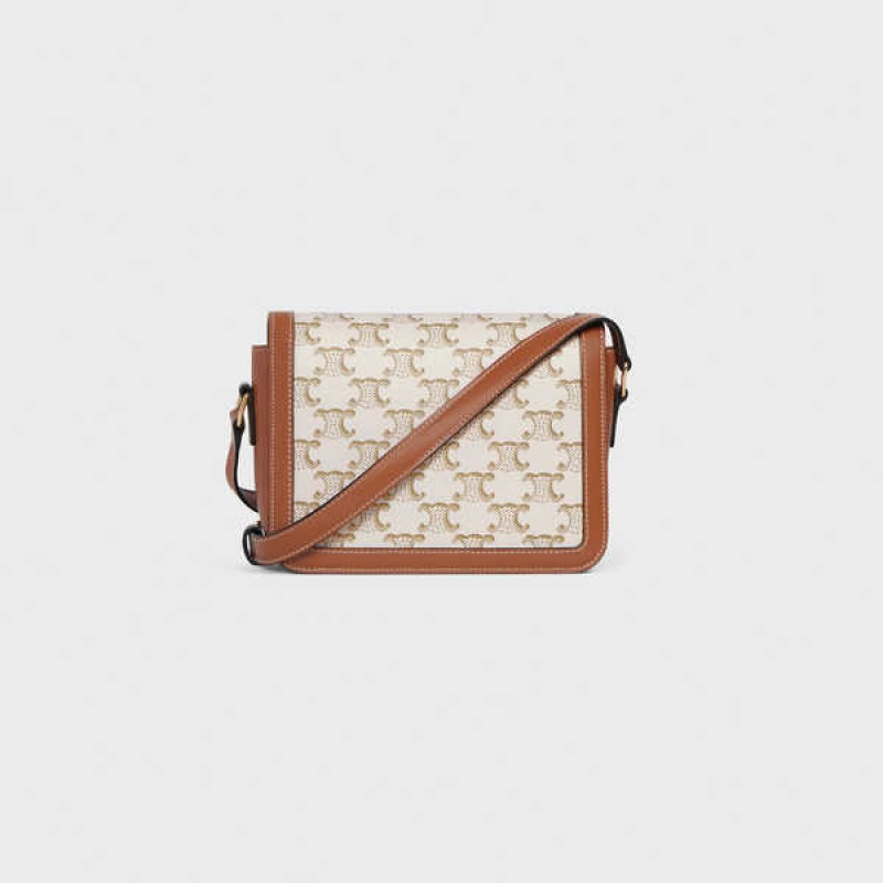 Triomphe Celine Teen Bag In Tela And Calfskin Blanche | CL-593207