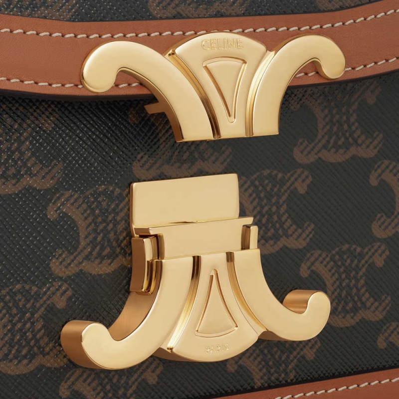 Triomphe Celine Teen Bag In Tela And Calfskin Marron | CL-593198