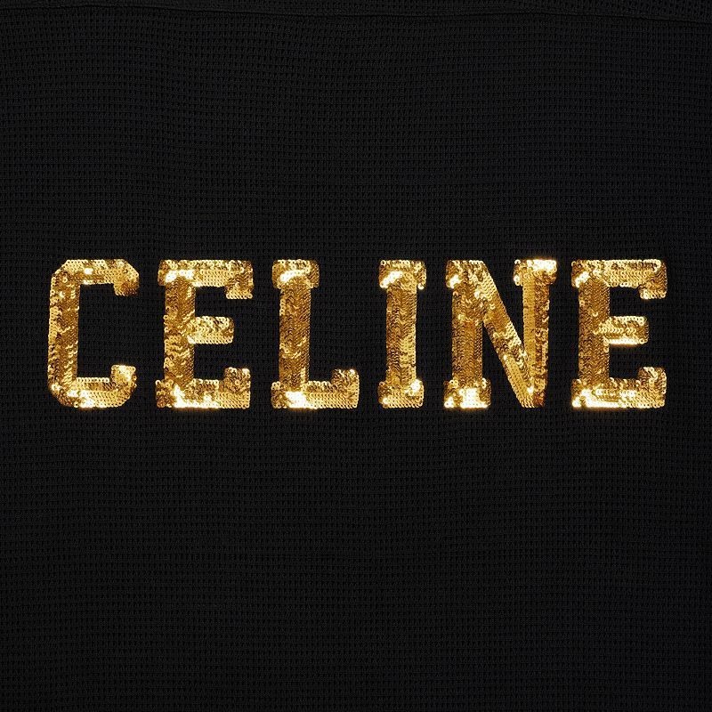 T-shirt Celine 16 Embroidered In Jersey Mesh Noir Doré | CL-592124