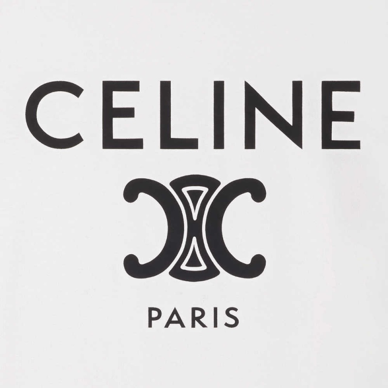 T-shirt Celine In Coton Jersey Blanche Bleu Marine Noir | CL-592783