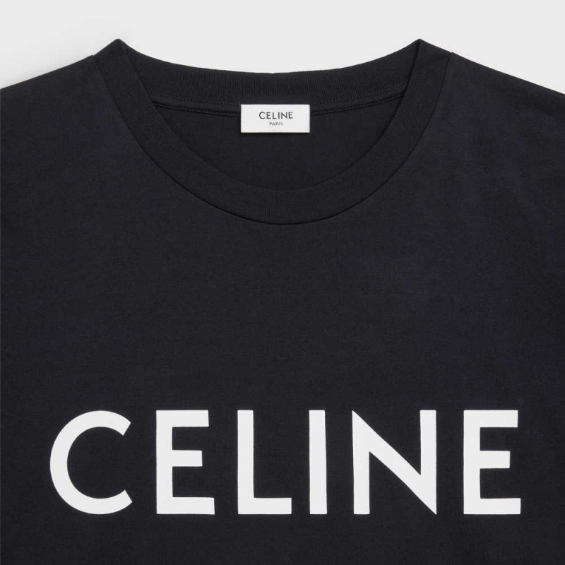 T-shirt Celine Loose In Coton Jersey Noir Blanche | CL-592793