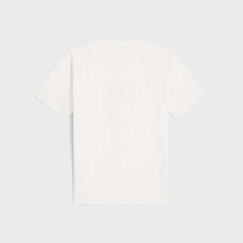 T-shirt Celine Wiltern In Coton Jersey Blanche Noir | CL-592121