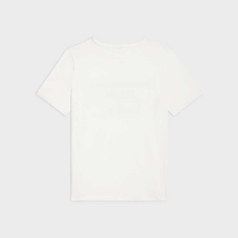 T-shirt Celine Wiltern In Coton Jersey Blanche Noir | CL-592773