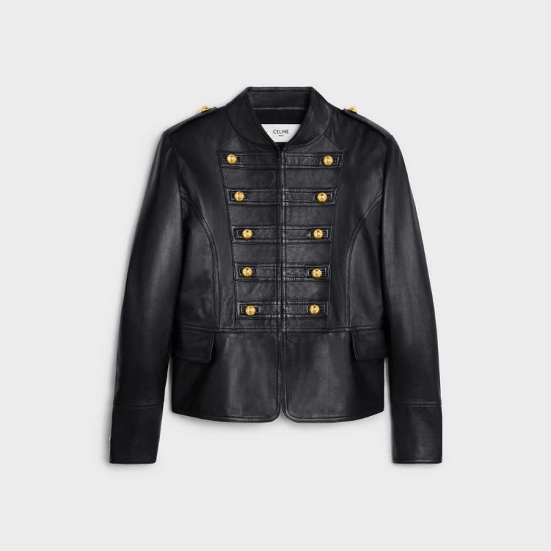 Vestes Celine Military Blouson In Soft Noir | CL-592686