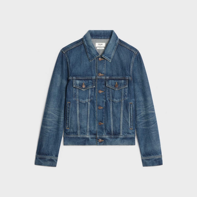 Vestes Celine Trucker In Dark Union Wash Denim Lavage Foncé | CL-592633