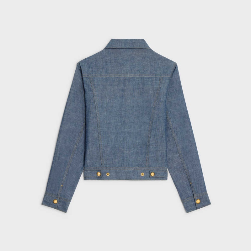 Vestes Celine Trucker In Legere Shirting Bleu | CL-592630